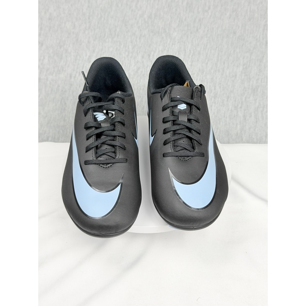 Nike Jr Vapor 16 Club FG/MG Soccer Cleats Black Ice Blue FQ8286-003 Size 6Y